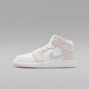 Nike Air Jordan 1 Mid Lasten Kengät Valkoinen Pinkki | 632KGQAFO