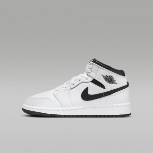 Nike Air Jordan 1 Mid Lasten Kengät Valkoinen Mustat | 567HNWIUM