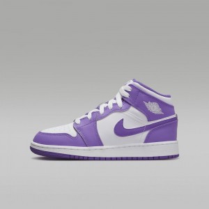 Nike Air Jordan 1 Mid Lasten Kengät Violetit Valkoinen | 104VMSZYL