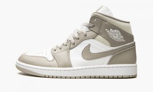 Nike Air Jordan 1 Mid 'Linen' Miesten Kengät Vaaleanbeige Valkoinen | 098FXJNRM