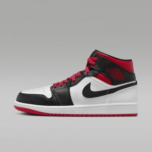 Nike Air Jordan 1 Mid Miesten Kengät Punainen Valkoinen Mustat | 194TSNZQV