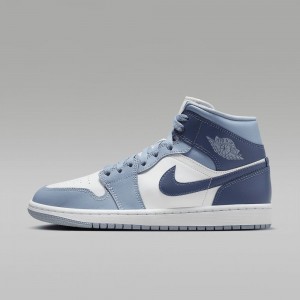 Nike Air Jordan 1 Mid Miesten Kengät Sininen Harmaat Valkoinen Sininen | 769AXQKYC