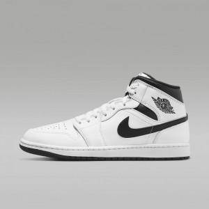 Nike Air Jordan 1 Mid Miesten Kengät Valkoinen Mustat | 614UHBWND