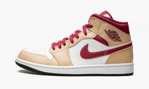 Nike Air Jordan 1 Mid Miesten Kengät Valkoinen Mustat Syvä Keltainen Valkoinen | 453TSGALK