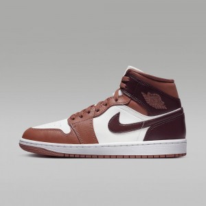 Nike Air Jordan 1 Mid Naisten Kengät Suklaa Valkoinen | 301WETCLZ