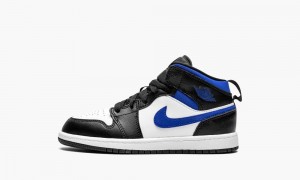 Nike Air Jordan 1 Mid PS 'Black / White/ Racer Blue' Lasten Kengät Valkoinen Sininen Mustat | 203ZPBDJR