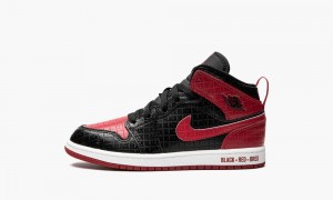 Nike Air Jordan 1 Mid PS 'Bred Text' Lasten Kengät Mustat Punainen Valkoinen | 846OFCRSW