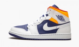 Nike Air Jordan 1 Mid 'Royal Blue / Laser Orange' Miesten Kengät Valkoinen Oranssi | 732NCTVPW
