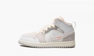 Nike Air Jordan 1 Mid SE Craft PS Lasten Kengät Valkoinen Harmaat | 725RXWPBS