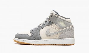 Nike Air Jordan 1 Mid SE GS 'Coconut Milk / Particle Grey' Lasten Kengät Harmaat | 316JQBMYW