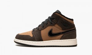 Nike Air Jordan 1 Mid SE GS 'Earth Tone' Lasten Kengät Tummansuklaa Punainen | 217OXDJFK