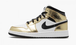 Nike Air Jordan 1 Mid SE GS 'Metallic Gold' Lasten Kengät Metal Kultaiset Mustat Valkoinen | 290CVTEIH