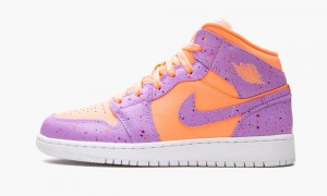 Nike Air Jordan 1 Mid SE (GS) 'Orange Pulse / Atomic Violet' Lasten Kengät Oranssi Violetit | 740IENRMO