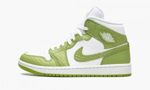Nike Air Jordan 1 Mid SE 'Green Python' Naisten Kengät Valkoinen Vihreä Valkoinen | 852RIBEGT