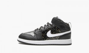 Nike Air Jordan 1 Mid SE PS 'Black Glitter' Lasten Kengät Mustat Valkoinen Kultaiset | 058OFUPMI