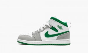 Nike Air Jordan 1 Mid SE PS 'Grey / Green' Lasten Kengät Valkoinen Syvä Vihreä | 462MVIJFD