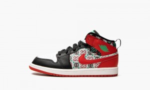 Nike Air Jordan 1 Mid SE (PS) 'Ugly Christmas Villa' Lasten Kengät Valkoinen Punainen Mustat | 730OKUVRP