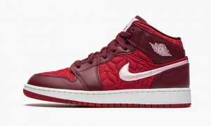 Nike Air Jordan 1 Mid SE 'Red Quilt' Lasten Kengät Punainen Pinkki | 128PNVFAG