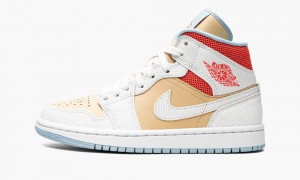 Nike Air Jordan 1 Mid SE 'Sesame' Naisten Kengät Valkoinen Punainen | 659CJZXBT