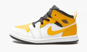 Nike Air Jordan 1 Mid TD 'White / University Gold' Lasten Kengät Valkoinen Kultaiset Mustat | 701OKGUXM