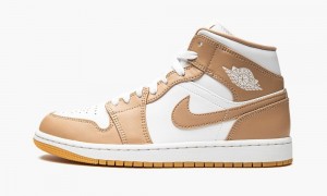 Nike Air Jordan 1 Mid 'Tan / Gum' Miesten Kengät Valkoinen Keltainen | 367PYEDJM