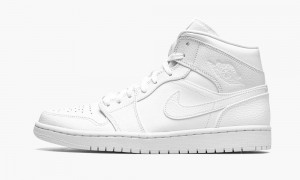 Nike Air Jordan 1 Mid 'Triple White' Miesten Kengät Valkoinen | 948ZLUOSM