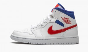Nike Air Jordan 1 Mid 'USA' Naisten Kengät Valkoinen Punainen | 423VWRJBN