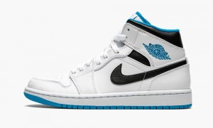 Nike Air Jordan 1 Mid 'White / Laser Blue' Miesten Kengät Valkoinen Sininen Mustat | 129RYBFIN