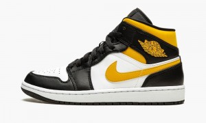 Nike Air Jordan 1 Mid 'White / Pollen / Black' Miesten Kengät Valkoinen Mustat | 270TUEKPI