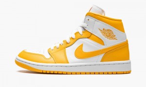 Nike Air Jordan 1 Mid 'White / University Gold' Naisten Kengät Valkoinen Kultaiset | 632JGZCST