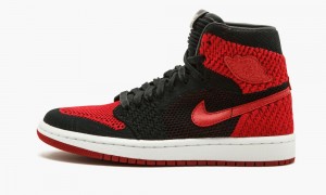 Nike Air Jordan 1 Ret Hi Flyknit BG Lasten Kengät Mustat Punainen Valkoinen | 451JCIPLU