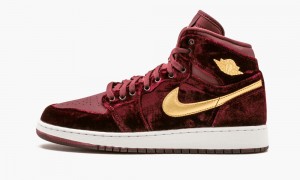 Nike Air Jordan 1 Ret Hi PREM HC GG 'VELVET' Lasten Kengät Viininpunainen Metal Kultaiset | 673ZGPMQR