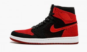 Nike Air Jordan 1 Retro HI Flyknit Miesten Kengät Mustat Punainen Valkoinen | 176DHQIVT