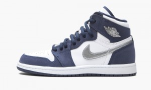 Nike Air Jordan 1 Retro High Co.Jp PS 'Midnight Navy' Lasten Kengät Valkoinen Metal Hopea | 182QYZUVO