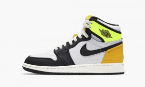 Nike Air Jordan 1 Retro High OG GS 'Volt Gold' Lasten Kengät Valkoinen Mustat | 098FAXLTH