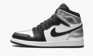 Nike Air Jordan 1 Retro High PS 'Silver Varvas' Lasten Kengät Mustat Metal Hopea Valkoinen | 198ZSXCGR