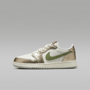 Nike Air Jordan 1 Retro Low OG Chinese New Year Lasten Kengät Metal Kultaiset Vihreä | 137PZKRMX