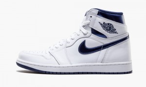 Nike Air Jordan 1 Retro 'Metallic Navy' Miesten Kengät Valkoinen Laivastonsininen | 960OCXVBY