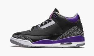 Nike Air Jordan 3 Retro 'Court Purple' Miesten Kengät Mustat Harmaat Valkoinen | 701CSZKDR