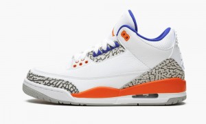 Nike Air Jordan 3 Retro 'Knicks' Miesten Kengät Valkoinen Kuninkaallinen Sininen | 617KBMSGP