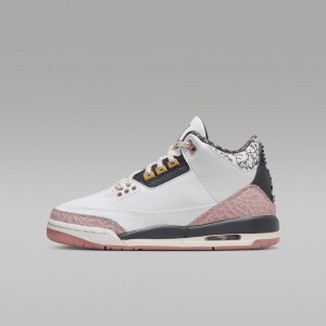 Nike Air Jordan 3 Retro Lasten Kengät Valkoinen Punainen Tummanharmaat | 051NSUOEH