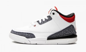 Nike Air Jordan 3 Retro SE PS 'Fire Red Denim' Lasten Kengät Valkoinen Punainen Mustat | 824GHJYOZ