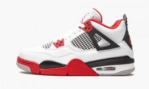 Nike Air Jordan 4 Retro GS 'Fire Red' Lasten Kengät Valkoinen Punainen Mustat Harmaat | 138QCLBRX