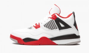 Nike Air Jordan 4 Retro (PS) 'Fire Red 2020' Lasten Kengät Valkoinen Punainen Mustat Harmaat | 054DXGFQO