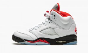 Nike Air Jordan 5 Retro GS 'Fire Red Silver Tongue' Lasten Kengät Punainen Valkoinen | 908UZGXEK