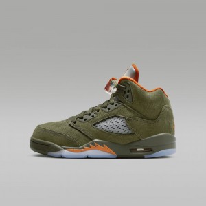 Nike Air Jordan 5 Retro Lasten Kengät Oliivinvihreä Oranssi | 397YJUQAR