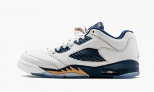 Nike Air Jordan 5 Retro Low (GS) Lasten Kengät Valkoinen Metal Kultaiset Laivastonsininen | 785CBFGMA