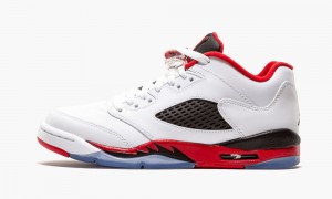 Nike Air Jordan 5 Retro Low GS Lasten Kengät Valkoinen Punainen Mustat | 716AFOZUV