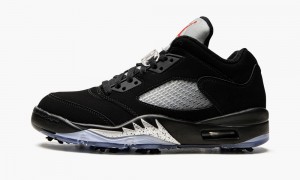 Nike Air Jordan 5 Retro Low Golf 'Black Metallic' Miesten Kengät Mustat Metal Hopea Punainen | 846WVIYRA