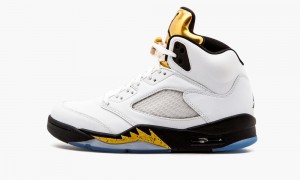 Nike Air Jordan 5 Retro 'Olympic Gold Medal' Miesten Kengät Valkoinen Mustat Kultaiset | 278CALPIB